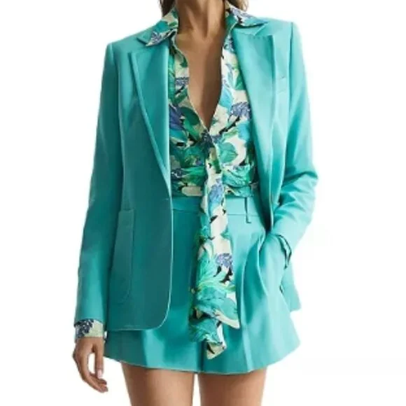 REISS Dana Tie Front Shirt – Aquamarine – US 4 – NWT - Picture 5 of 11